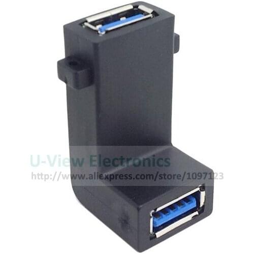 NCHTEK 90 Degree Right Angled USB 3.0 Female to Female Extension Extender Coupler Adapter/Free DHL Shipping/100PCS