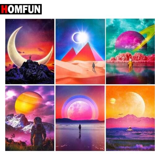 HOMFUN Diamond Painting Cross Stitch "Colorful scenery" Full Square Round Diy 5d Diamond Embroidery Picture Rhinestone Art