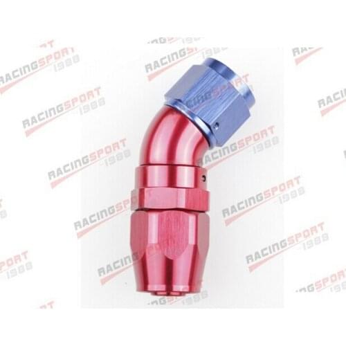 Uninterrupted flow SWIVEL 45 Degree -6AN -6 AN 6AN AN 6 HOSE END SHDF-45D-6redblue