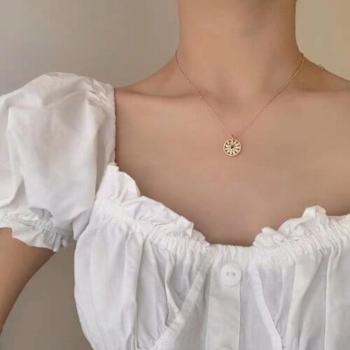 New Fahsion Not Rust Stainless Steel Zircon Shell Fish Tail Lucky Compass Gold Womens Chain Pendant Necklaces Choker Jewelry