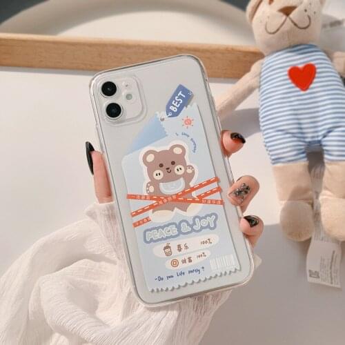 Phone case mobile shell for iphone11 XR XS 7/8/SE 2020 11pro Xs 7p/8plus X/Xs 12 12pro 12pro max 12mini Anti-fall Cartoon Bear