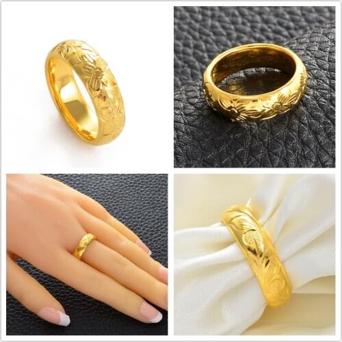 Anniyo Hawaiian Flowers Rings Women Girls Gold Color Jewelry Guam Marshallese Hibiscus Ring Chuuk Micronesia Kiribati #071704