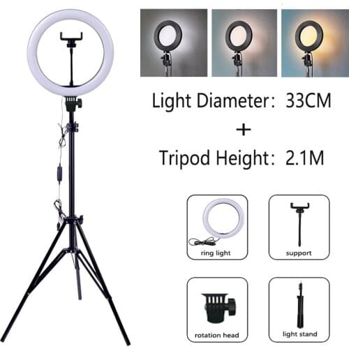5 Options Photography 10.2" LED Ring Light 3200-5500K Lamp with Tripod USB Selfie for Live Streaming Makeup YouTube Cell Phone