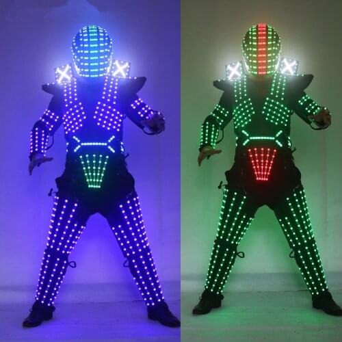 Traje de LED Robot Suit Costume Robot Armor Used with High Heel Predator led Costume CO2 Gun Laser Gloves