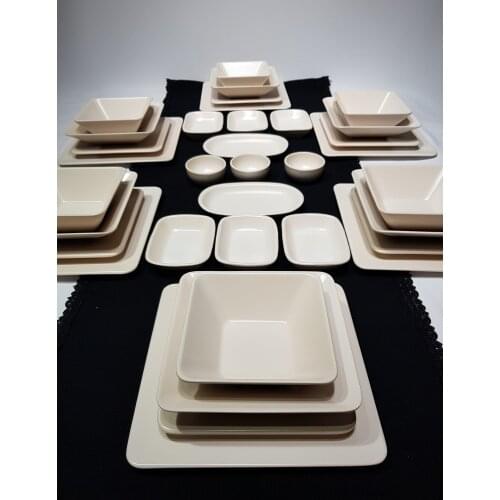 Square 35 Piece 6 personality Eat Breakfast Team Matte Cream
