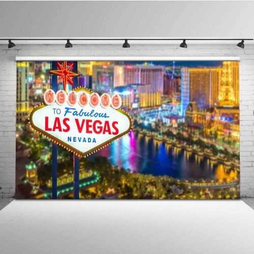 Las vegas night sky City Casino river bokeh scene backgrounds Vinyl cloth High quality Computer print party backdrops