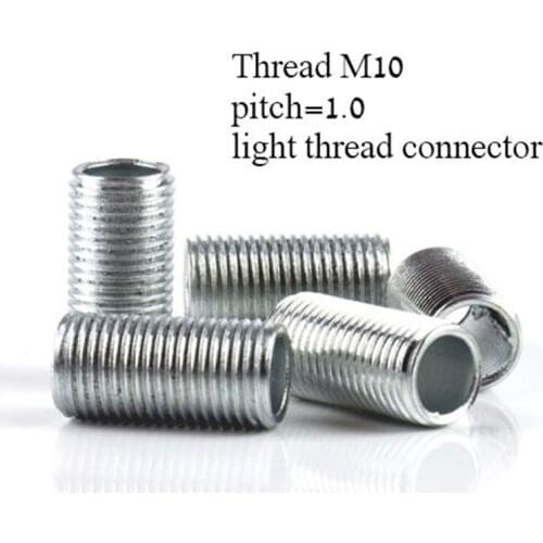 M10 Steel hollow screw Length 10-100mm pitch 1.0 Lamp lighting rod connector screw hanging ceiling light connector wire through