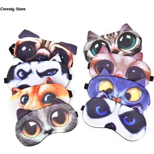 Cute Cat Dog Sleep Mask Eyeshade Cover Eye Mask Natural Sleeping Soft Blindfold Eyepatch Sleep Eyeshade Eye Cover