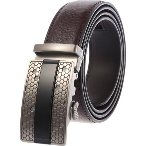 Men Leather Strap Male Automatic Buckle Belts For Men Authentic Girdle Trend Mens Belts Ceinture Fashion Designer Jean Belt 3.5