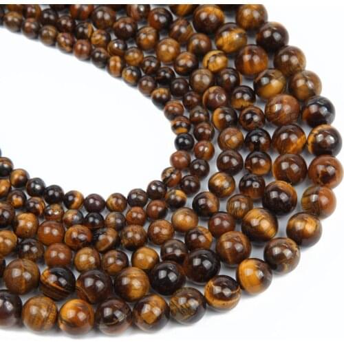 Natural Tiger eye Stone Beads Round Loose Beads Stones Bulk for Jewelry Making Necklace DIY Handmade Bracelet 6 8 10 12 mm 15