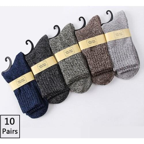 10 Pairs/lot Mens Wool Socks Casual Calcetines Hombre Thick Long Socks Winter Warm Socks Male High Quality