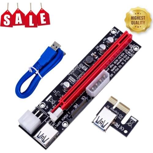 Newest VER009 USB 3.0 PCI-E Riser VER 009S Express 1X 4x 8x 16x Extender Pcie Riser Adapter Card SATA 15pin To 6 Pin Power