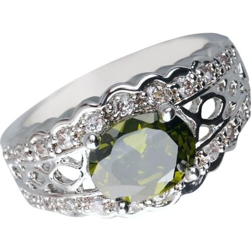 OVAL Olivine Peridot 6*9mm Semi-precious Stone Sterling Silver AiMolies Ring Q1053G