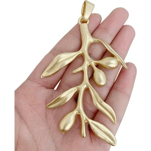 1 x Matte Gold Large Branch Leaf Charms Pendants for Necklace Jewelry Making Findings Accessories 96x60mm