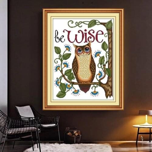 Owl Printed Canvas Cross Stitch Kit Home Decorative Paintings 11CT Fabric 14CT Canvas DMC Embroidery Needlework Cross-stitch set