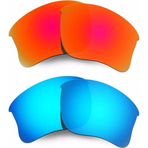 2 Pairs For Oakley Flak Jacket XLJ Polarized Replacement Lenses Blue & Red 100% UVA & UVB Protection