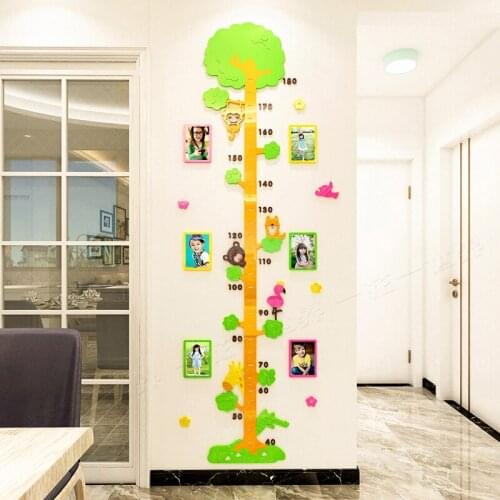 Childrens room cartoon 3d self-adhesive acrylic height sticker Kindergarten decoration painting Baby measuring height ruler