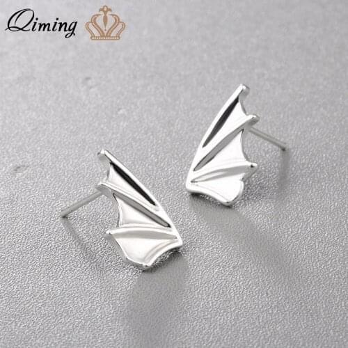 QIMING Silver Sailboat Stud Earrings For Women Vintage Simple Jewelry Sailboat Silver Earrings Bijoux Femme