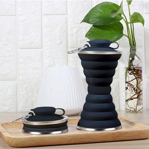 Sports Running Foldable Collapsible Soft Kettle Silicone 500mL Outdoor Water Drinking Bottle for Sport Exercise Cycling Camping