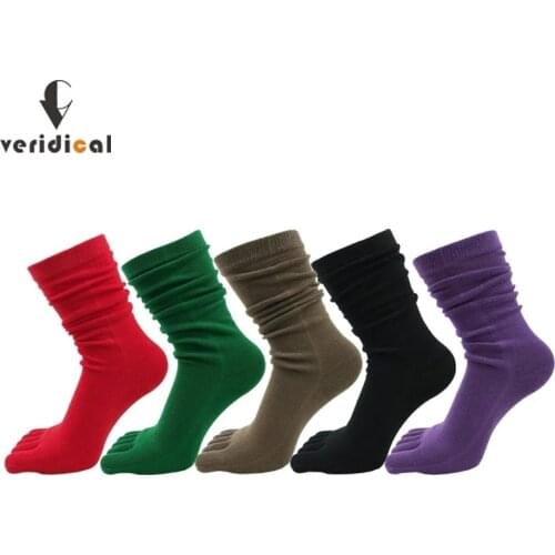 VERIDICAL Combed Cotton Five Finger Socks Woman Girl Candy Color Breathable Soft Loose Harajuku Happy Socks With Toes Fashions