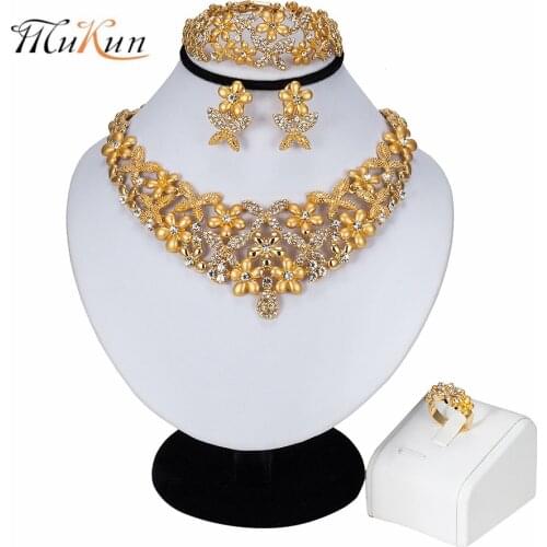 MUKUN 2019African Beads Jewelry Set Luxury Wedding Jewelry Sets For Brides Women Costume Jewellery Statement Choker Necklace Set