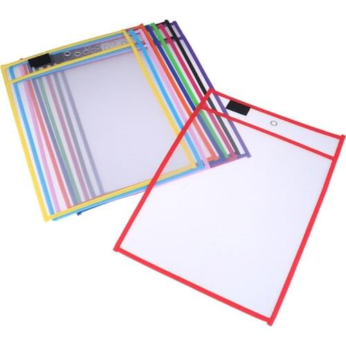 1pc Transparent Write And Wipe Drawing Board Dry Brush Bag File Pocket For Teaching Kids Pastels Reusable Dry Erasable Pockets