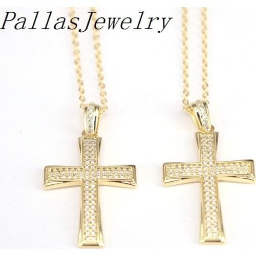 10Pcs, CZ Cross Necklace | Gold Color Cross Necklace | Crystal CZ Cross Necklace Dainty Charms Cross Necklace Wedding
