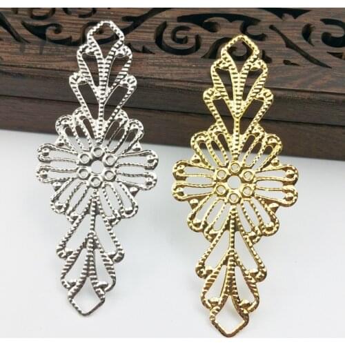 20pcs 29x70mm Filigree flower Wraps Metal Charms For Embellishment Scrapbook DIY Jewelry Metal Craft Cosplay accessories