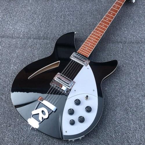 360 electric guitar, 12-string electric guitar, black paint half-empty core guitar, neck 3 spelling, dot inlay, real photos, inc