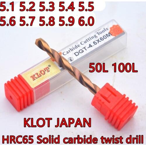 5.1 5.2 5.3 5.4 5.5 5.6 5.7 5.8 5.9 6.0 2pcs/set KLOT HRC65 Solid carbide twist drill processing HRC 65 following materials