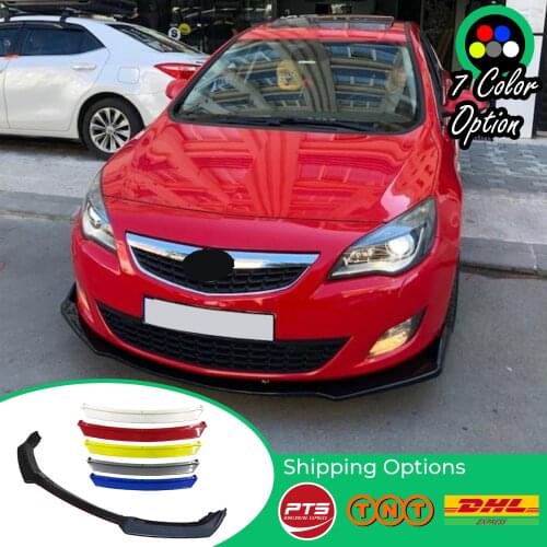 For Opel Vauxhall Astra J Accessories Car Front Bumper Lip 3 pcs Black Diffuser Body Kit Spoiler