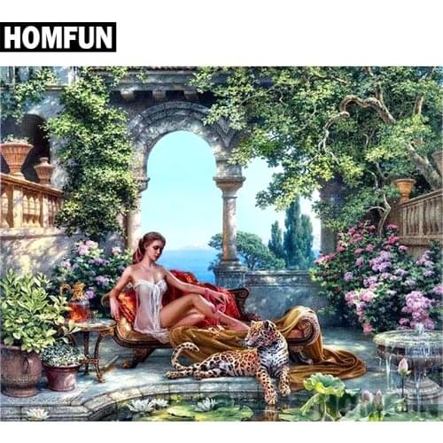 HOMFUN Full Square/Round Drill 5D DIY Diamond Painting "Beauty beast" Embroidery Cross Stitch 5D Home Decor Gift A02463