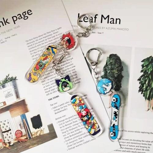 Anime SK8 The Infinity Skateboard Acrylic Keychain Charm Reki Kyan Langa Cosplay Keychain Keyring Pendant Bag Accessories