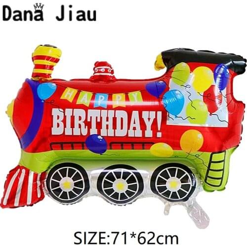 DanaJiau New 10 years old boy cartoon Happy Birthday red train balloon Party Decoration ballon hotel Scene layout tool supplier