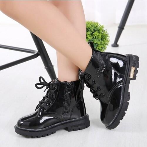 Kids Martin Boots PU Leather Waterproof Motorcycle botas Children Winter Snow Boots Brand Boys Girls Princess Shoes Rubber buty