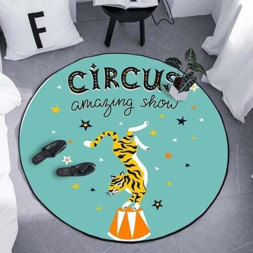 Cartoon Animals Kids Play Mat Carpets Round Tapete for Living Room Childrens Bedroom Decor Area Rugs Play Crawling Floor Mats