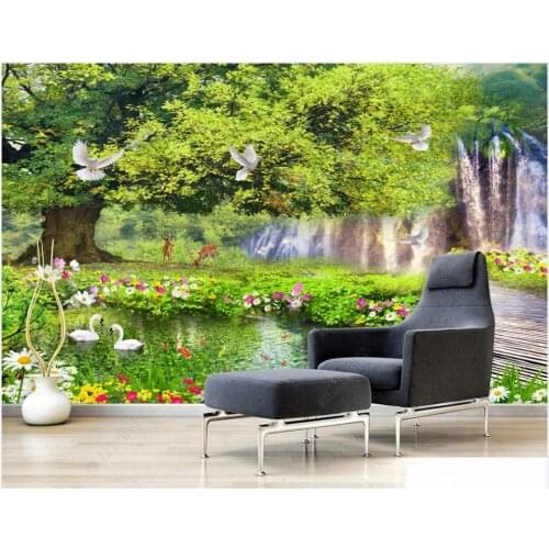 Custom photo mural 3d wallpaper Forest beautiful green big tree home decor bedroom 3d wall murals wallpaper for walls in rolls