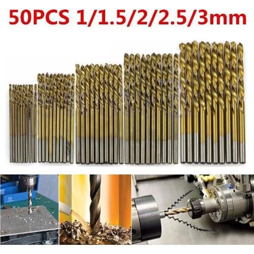 Hot sale 50pcs/set of twist drill metal set 1 / 1.5 / 2 / 2.5 / 3m HSS high speed steel drilling woodworking tools high quality