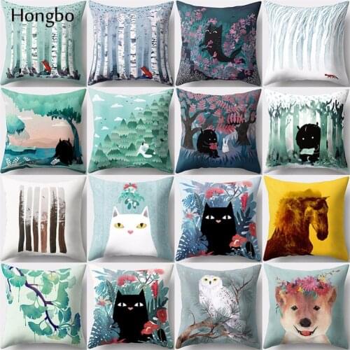 Hongbo 1 Pcs Cushion Cover Fox Horse Owl Dog Home Decorative Pillow Case Nordic Styles