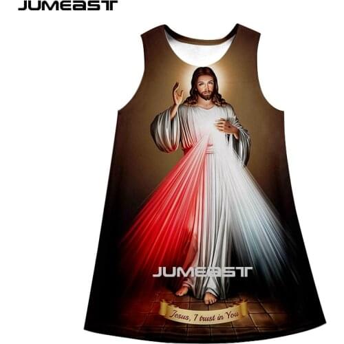 Jumeast Brand Men/Women 3D Printed Dresses Christian Jesus Summer fashion sleeveless dress suspender nightdress