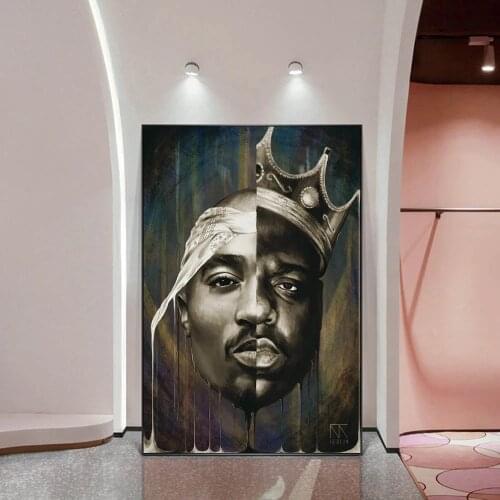 Canvas Paintings Portrait of 2PAC Tupac and Biggie Wall Art Posters and Prints Abstract Rapper of 2PAC Art Pictures Home Decor