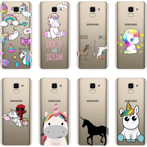 Kawaii Back Cover For Samsung Galaxy J2 J3 J5 J7 2016 2017 Prime Cute Unicorn Phone Case Silicone For Samsung J4 J6 J8 Plus 2018