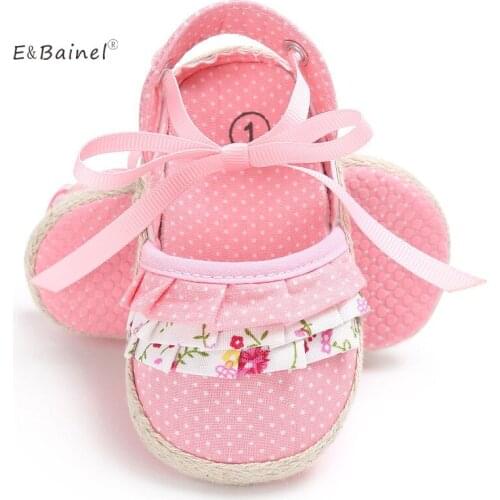 E&Bainel Summer Baby Shoes Girls Butterfly-knot Flowers Baby Girl Princess Shoes First Walkers Pink Blue Kids Footwear