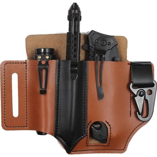 Leather Sheath Multitool Sheath Pocket Organizer With Key Holder For Belt And Flashlight Outdoor Camping EDC Pocket Organizer