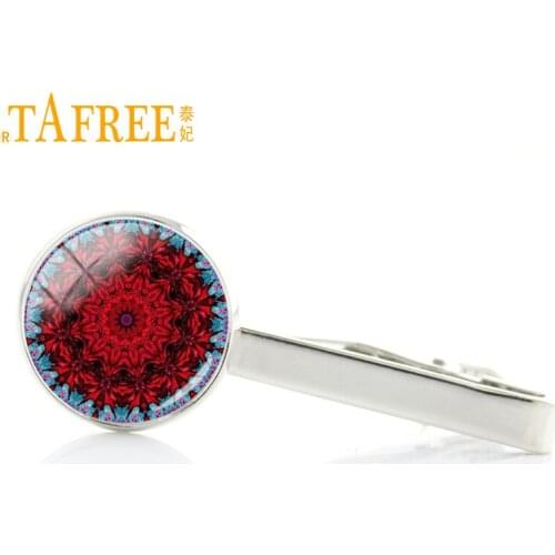 TAFREE fashion Hippie Mandala wedding party tie clips dress accessories Boho Paisley Meditation yoga tie pin men jewelry A433