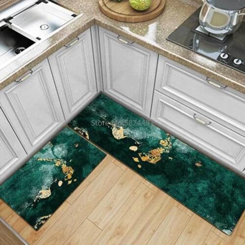 Fashionable Modern Nordic Dark Green Kitchen Mat Combination Entry Mat Bedroom Long Non-slip Bedside Blanket