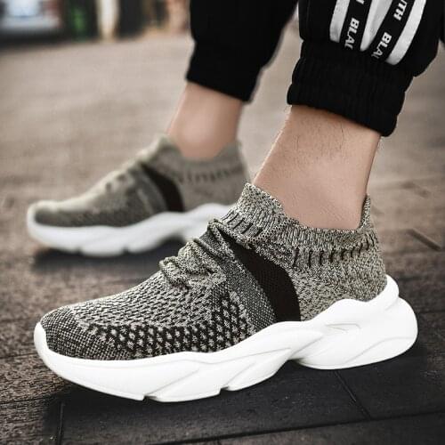 Men Knitted Sneakers Man Lightweight Casual Shoes Male 2021 New Fashion Shoes Spring Autumn Breathable Walk Run Tennis Wear 45