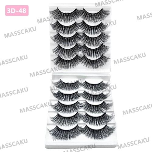MASSCAKU 5 Pairs 15-20mm Natural 3D False Fake Makeup Kit Mink Lashes Extension Mink Eyelashes Wholesale