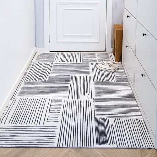 Geometric Striped Doormat Outdoor Black White Doormat Waterproof Non Slip Washable Quickly Absorb Moisture and Resist Dirt Rugs