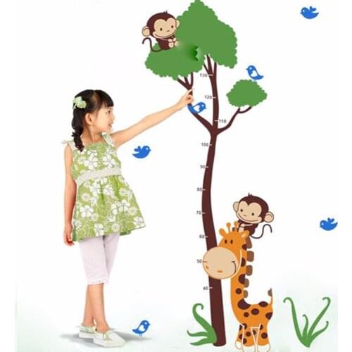 New arrival Tree Height wall stickers Cartoon Giraffe monkey Childrens room bedroom wall stickers Hot sale